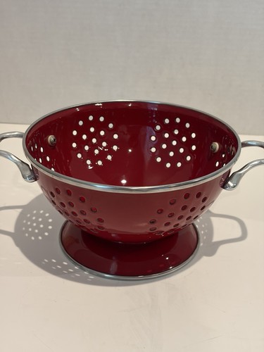 Red metal colander - metal,