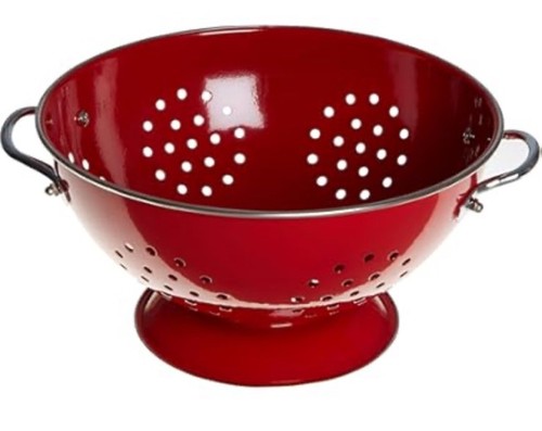 Vintage red enamel colander - vintage,